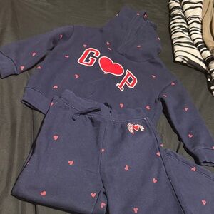 GAP Kids Navy Blue Heart Print Jogger Set